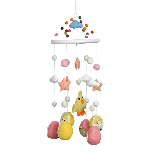 THB Baby Mobile Animal Nursery Decoration Newborn Shower Gift Birthday Gift | Baby Bed Decoration for Boys and Girls Toys Figure Playing Set for Babies | Chicken with Easter Eggs | DIY Hanging