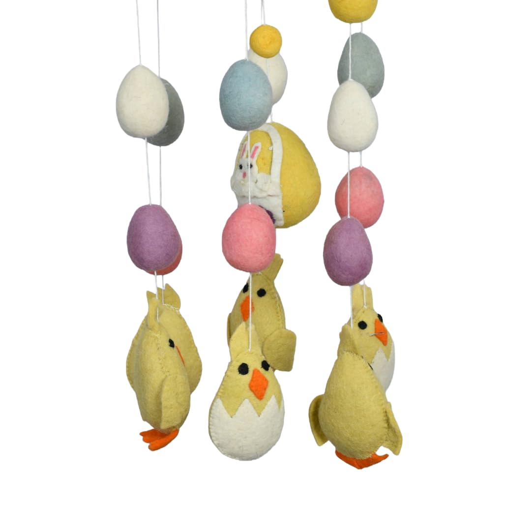 THB Baby Mobile Animal Nursery Decoration Newborn Shower Gift Birthday Gift | Baby Bed Decoration for Boys and Girls Toys Figure Playing Set for Babies | Yellow Easter Egg with Chickens | DIY Hanging