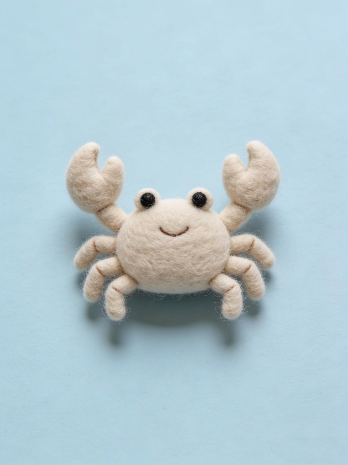 Handcrafted Cream Crab Needle-Felted Figurine | Cute Woolen Ocean Animal Sculpture | Whimsical Nursery Decor & Coastal Gift