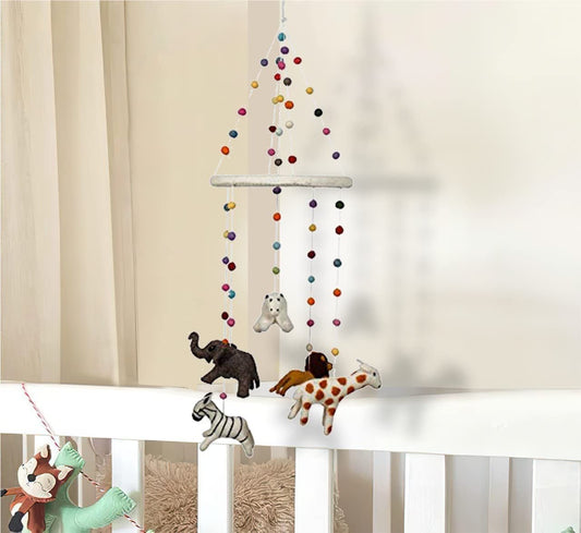 Baby Mobile - Wild Animal Nursery Decoration, Jungle Mobile Kids Toys Figure Playing Set for Babies | DIY Hanging