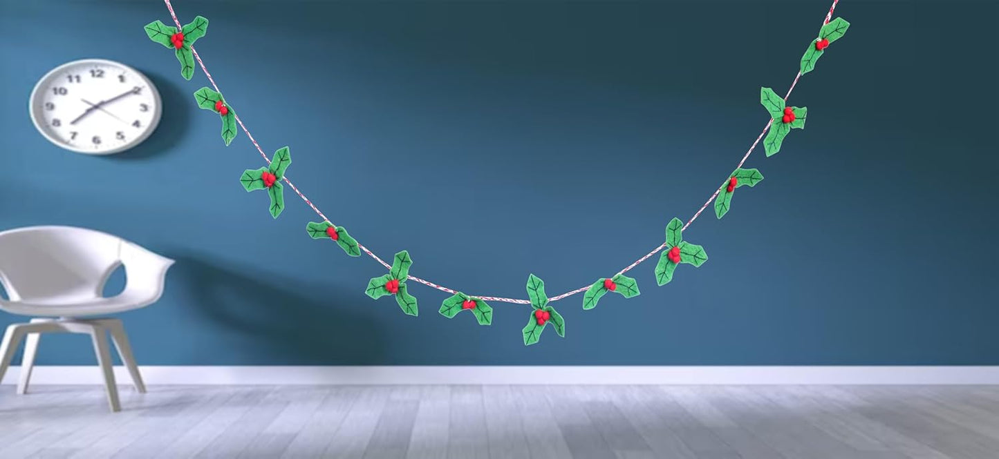 Wool Felt Garland Handmade 6.5 Feet Long Garlands for Wall Christmas Tree Decoration (Style 11)
