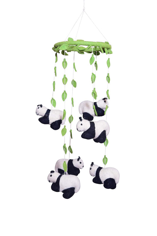 Baby Mobile Animal Nursery Panda Safari - Handmade DIY Hanging Mobiles Needle Felted Biodegradable