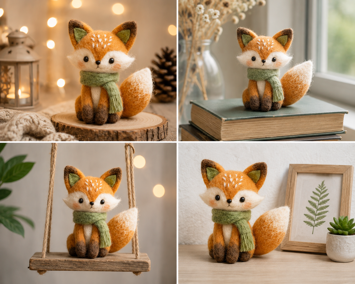 Handmade Felt Fox Toy – Cute Wool Felt Animal Ornament
