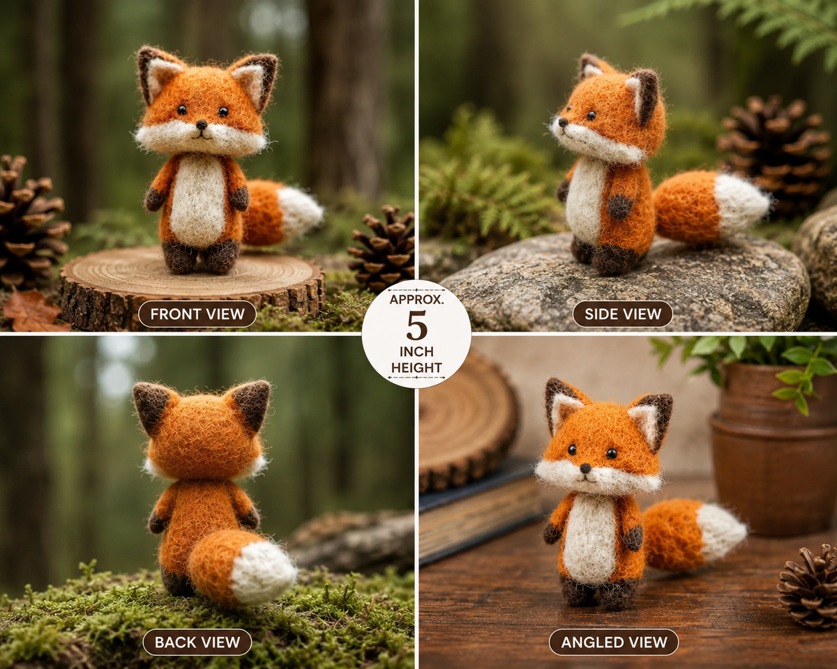 Handmade Felt Fox Toy – Cute Woodland Animal Decor