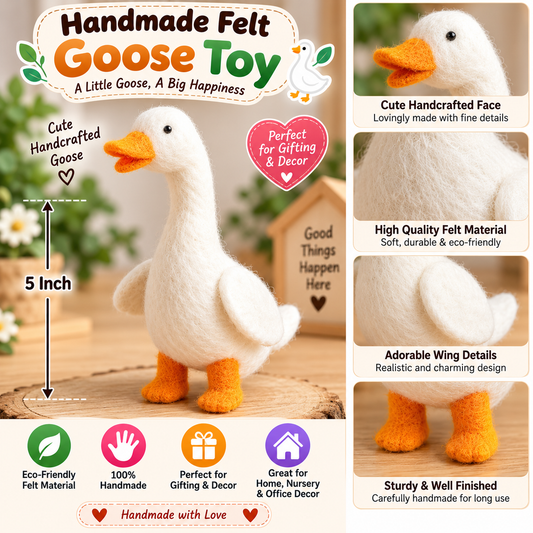 Handmade Felt Goose Toy – 5 Inch Cute Decorative Bird for Home Decor & Gifting