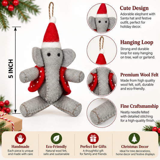 Generic Felted Elephant Ganesh Handmade DIY Hanging Needle Felted Biodegradable Toys