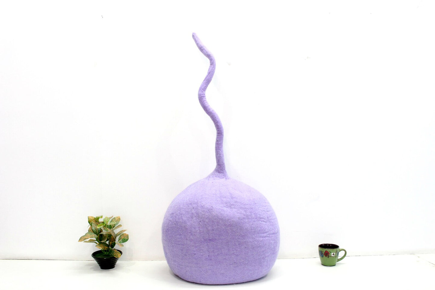 Felt Cat Cave – Purple Wool Pet Bed, Handmade in India