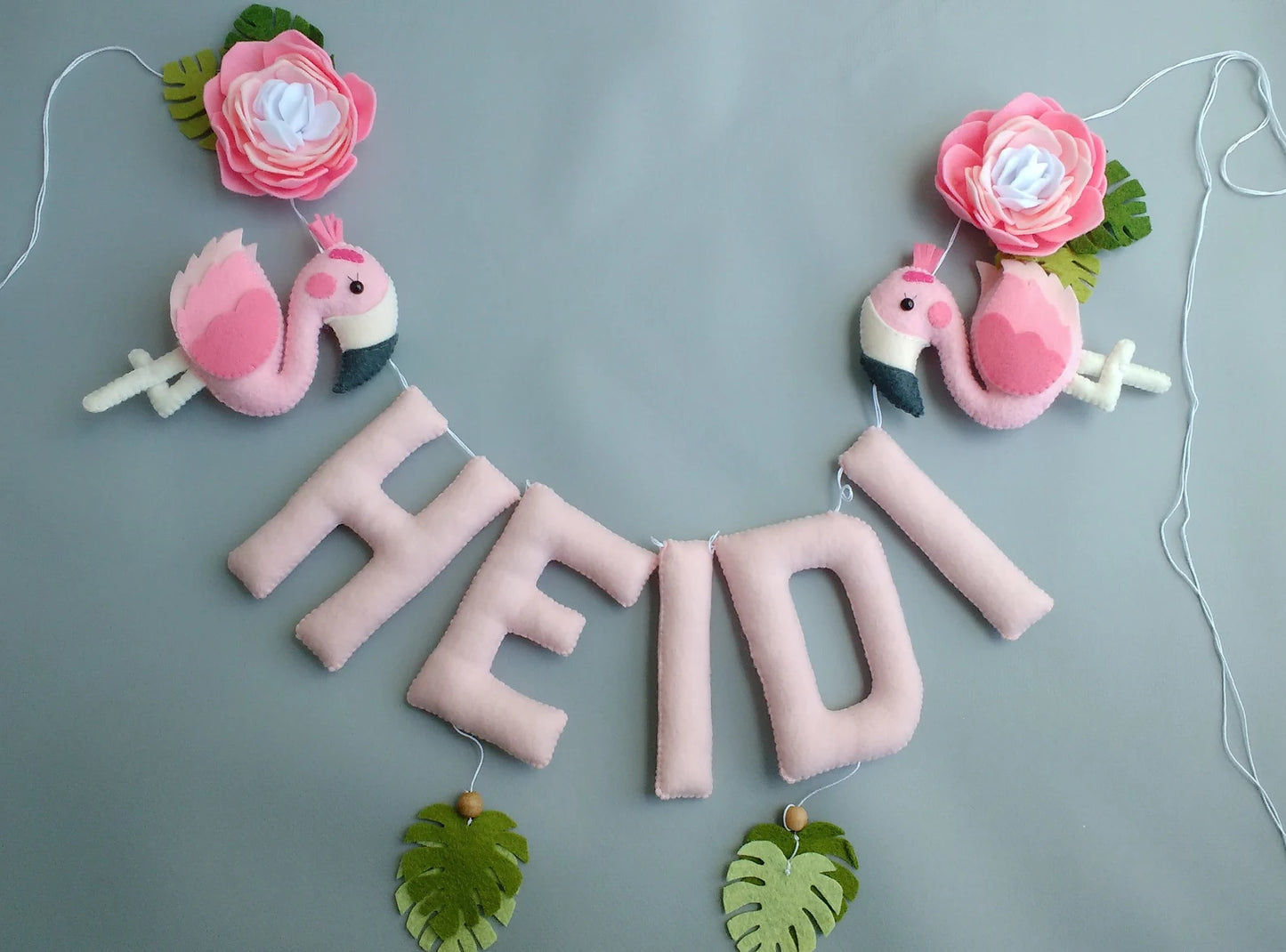 Flamingo Name Banner: Handmade Felt Nursery Garland