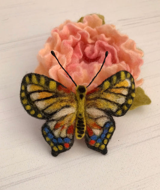 Machaon butterfly Needle Felted , Wool felted Butterfly
