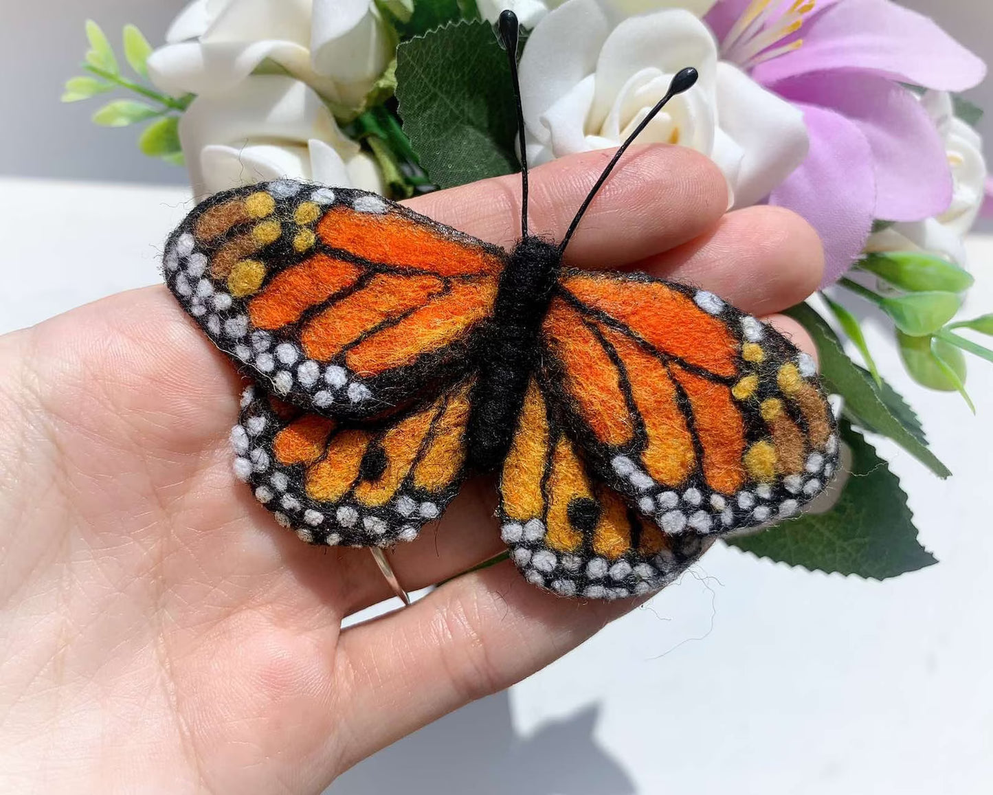 Needle Felted Monarch Butterfly Craft: Handmade Wool Butterfly