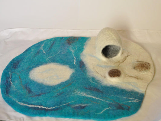 Arctic play mat with island - Waldorf Steiner and Montessori felted toy