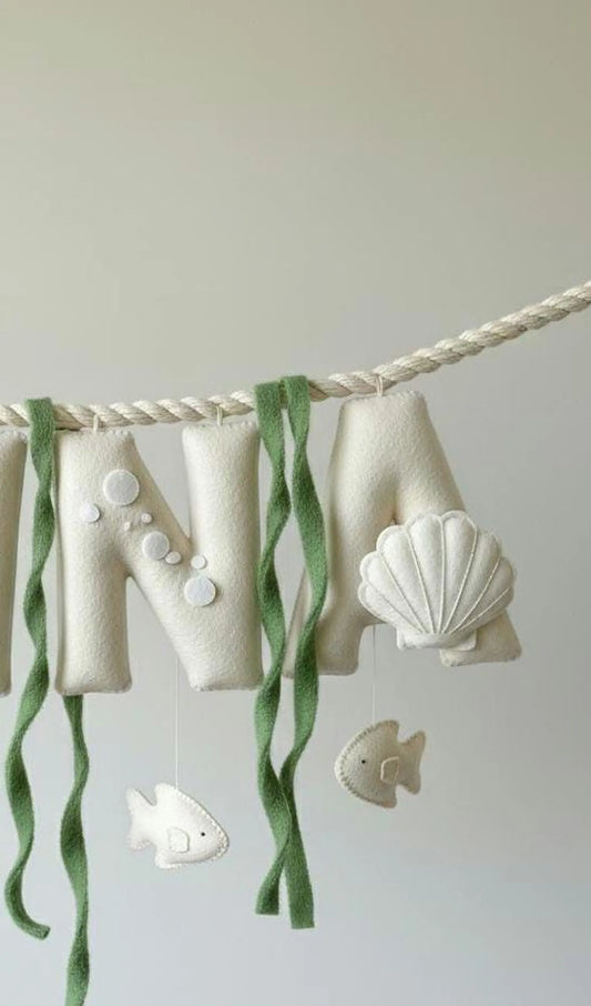 Custom Coastal Name Garland , Custom Name Decor, Baby Ocean Garland, Felt Name Garland, Nursery Decoration, Baby Shower, Newborn Gift