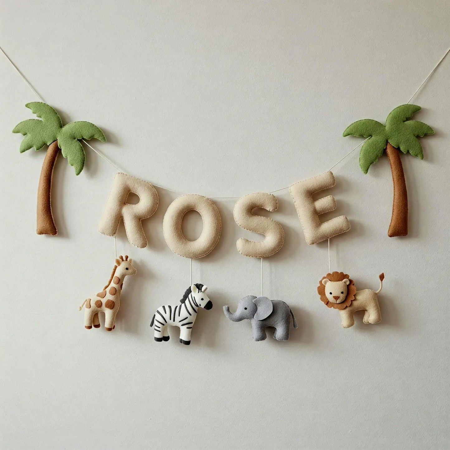 Custom Safari Name Garland , Custom Name Decor, Baby Animals Garland, Felt Name Garland, Nursery Decoration, Baby Shower, Newborn Gift