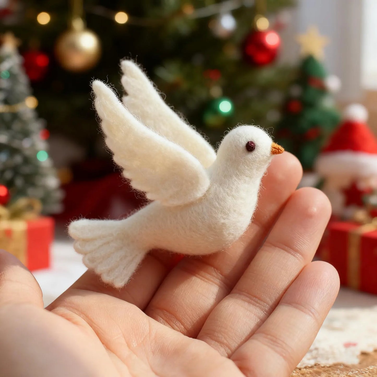 Christmas Bird Felt Ornaments Handmade Wool Felt Bird Christmas Decoration Creative For Christmas Gift, Holiday Home Decor Family
