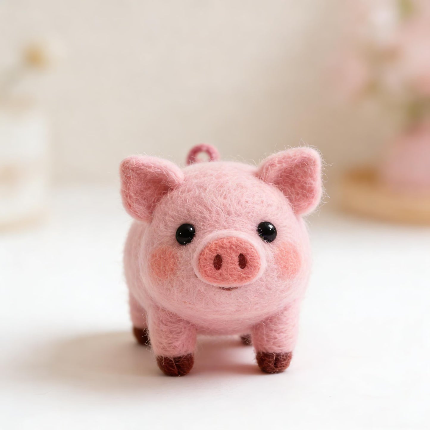 Felt Wool Cute Pink Pig Ornament, Personalised Keepsake Gifts, Handmade Felt Wool Pig , Holiday Gifts, Children's Gift, Desktop Ornaments