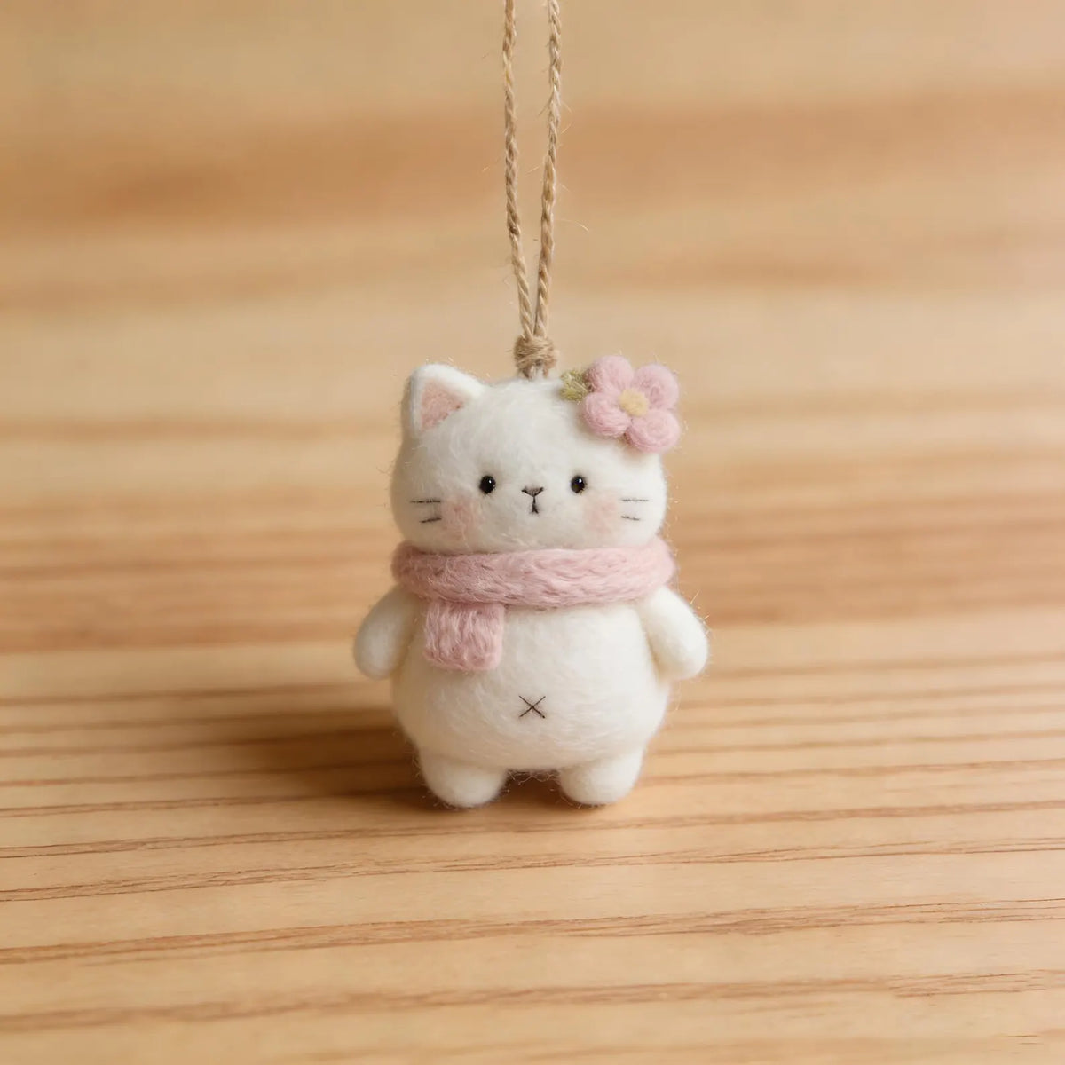 Handmade Felt Cat Ornament – Hanging Christmas Decoration