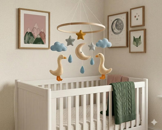 Baby Mobile Hanging Nursery,Gate Decor,Wall Decor,Led Point Decor,Room Decor,Living Room Decor,Wall Hangings Decoration for Baby Boys Girls white bird