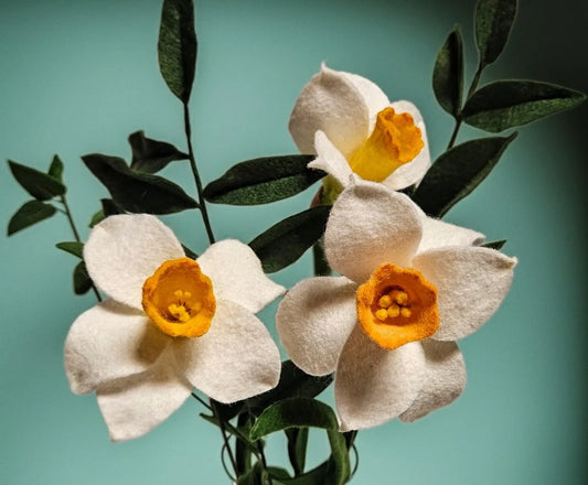 Handmade Felt Daffodils, March Birth Month Flower, Forever Flowers, Home Decor, Gift Bouquet
