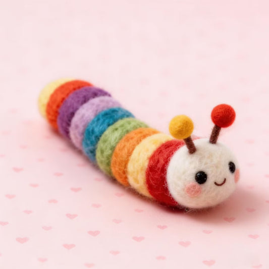 Colourful Caterpillar Wool Felt Crafts, Handmade Wool Felt Animal Shaped Statues, Children's Gifts, Mini Home Decorative Ornaments