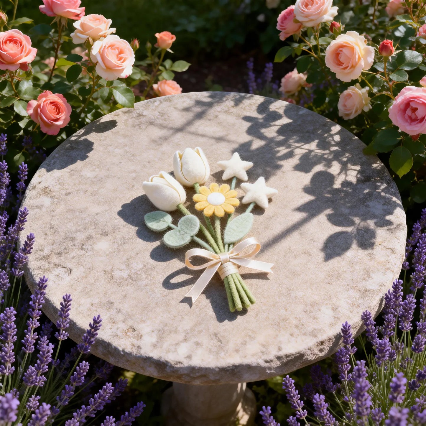 Minimalist Felt Tulip Bouquet, Star and Daisy Floral Decor, Mother's Day Gift, Graduation Keepsake