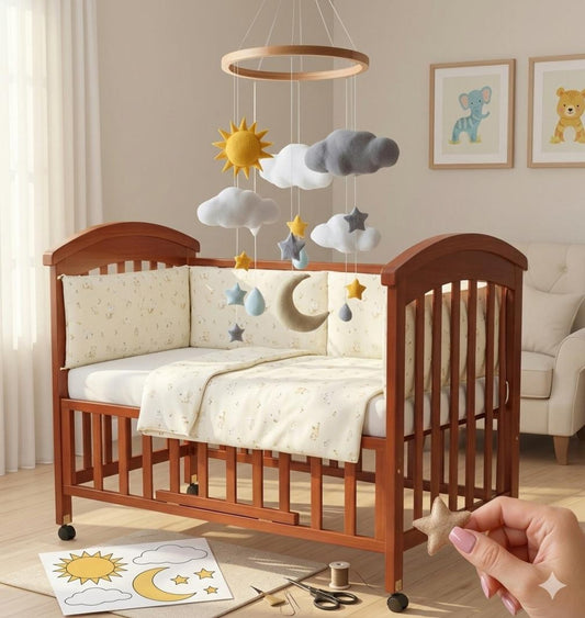 Baby Mobile Hanging Nursery,Gate Decor,Wall Decor,Led Point Decor,Room Decor,Living Room Decor,Wall Hangings Decoration for Baby Boys Girls cloud
