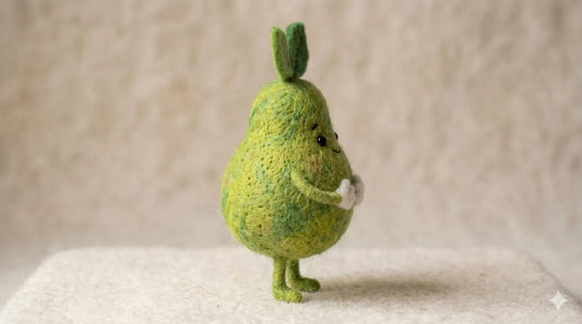 Handmade Needle Felted Avocadoll Figurine – Cute Wool Avocado Fruit Character Waldorf Decor