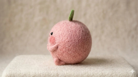 Needle Felted Peach Character Figurine – Handmade Wool Cute Peach, Father's Day gift