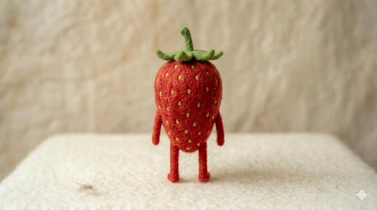 Needle Felted Handmade Wool Strawberry Figurine – Decorative Collectible for Desk & Nursery Display, Father's Day gift