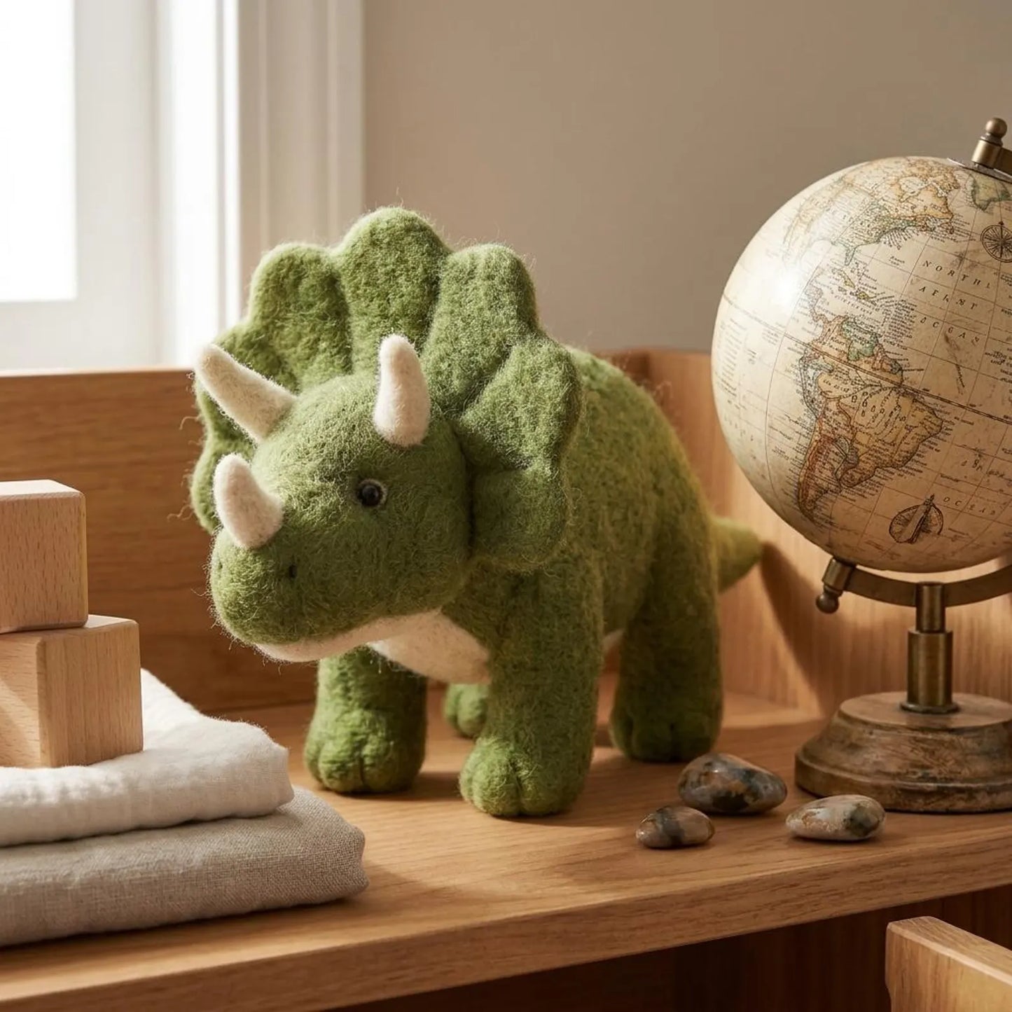 Beginner Needle Felting Kit: Triceratops Dinosaur DIY Craft Set (3 Inch)