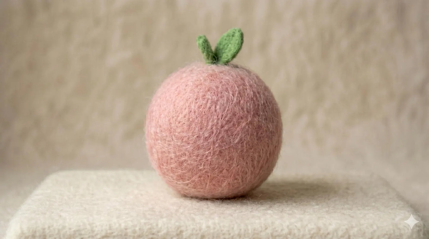 Needle Felted Peach Character Figurine – Handmade Wool Cute Peach, Father's Day gift