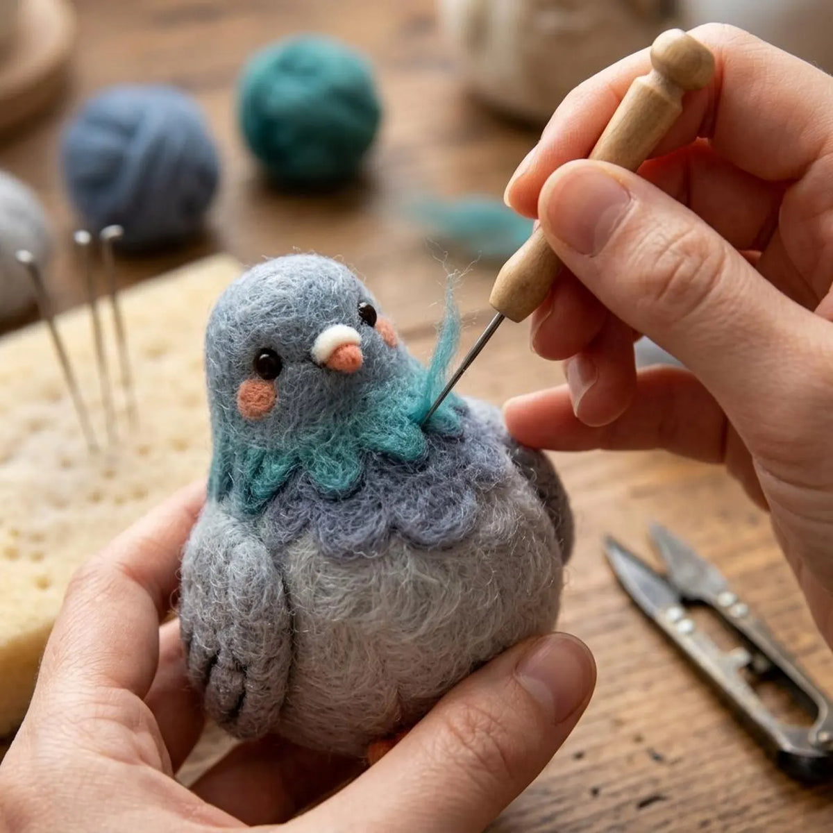 Handcrafted Felt Pigeon Bird – 5 Inch Cute Wool Felt Bird Ornament for Home Décor & Gifting
