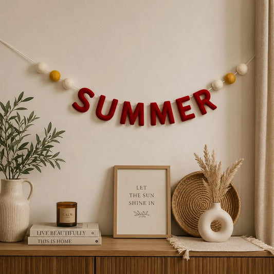 Felt Summer Name Garland | Sunshine, Clouds, Stars Nursery Decor
