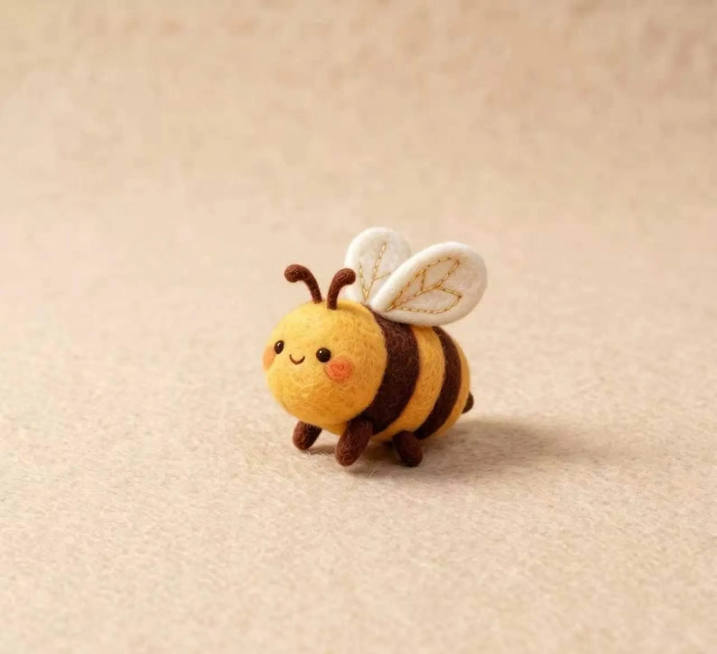 Needle Felted Bumblebee Figurine | Handmade Wool Insect, Storybook Nursery Decor