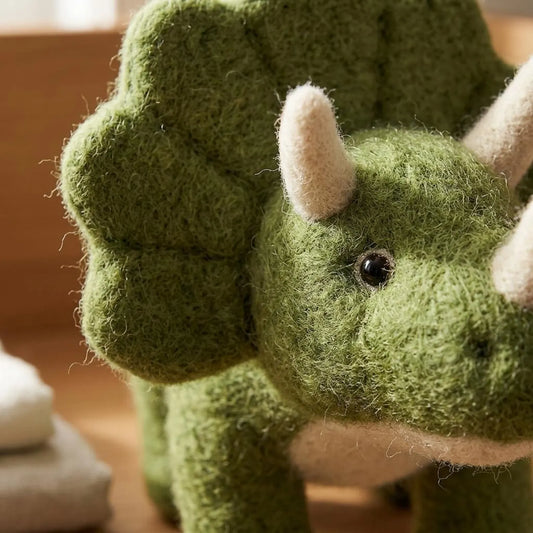 Beginner Needle Felting Kit: Triceratops Dinosaur DIY Craft Set (3 Inch)