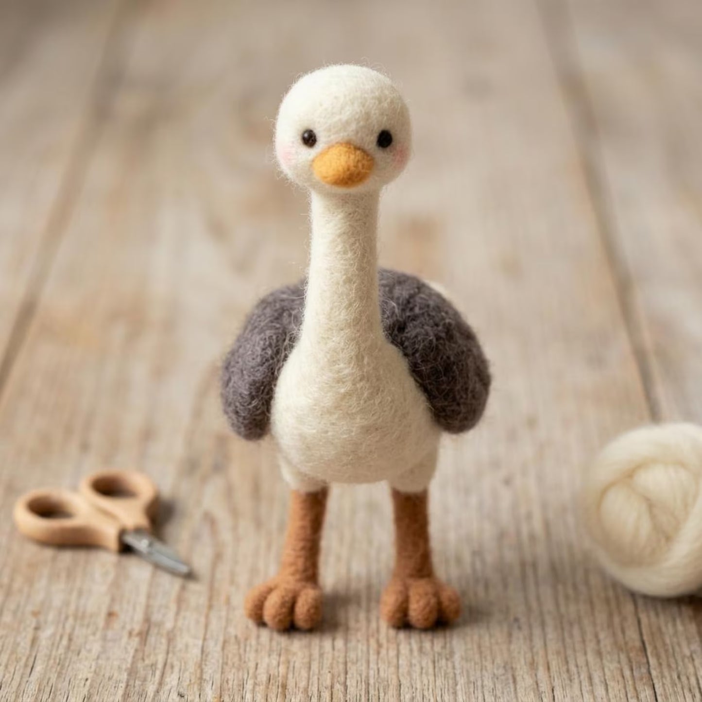 Needle Felting Kit: Beginner Ostrich Craft Set, DIY Bird Felt Ornaments