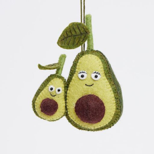 Avocados Ornament, Hand Felted Foodie Charm, Handmade Mother's Day Decor