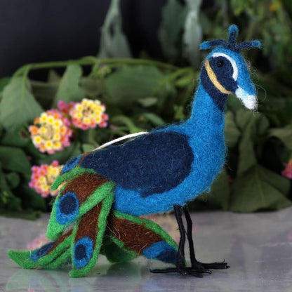 Handmade Felt Peacock Toy – 5 Inch Colorful Decorative Bird for Home Decor & Gifting