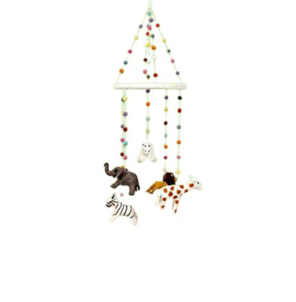 Baby Mobile Animal Nursery Handmade DIY Hanging Mobiles Needle Felted Biodegradable,Gift Item� (Baby Mobile Animal Safari Nursery)
