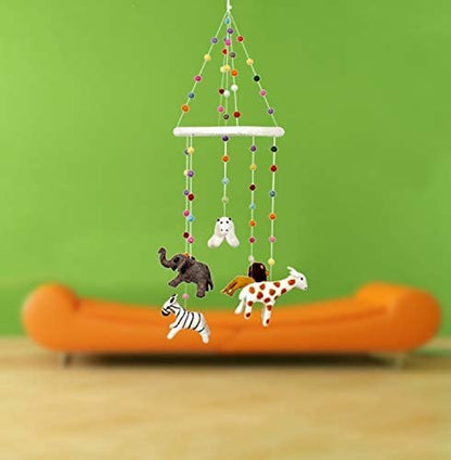 Baby Mobile Animal Nursery Handmade DIY Hanging Mobiles Needle Felted Biodegradable,Gift Item� (Baby Mobile Animal Safari Nursery)