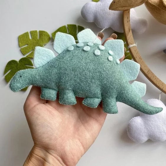 Handcrafted Sage Green Stegosaurus Felt Ornament | Cute  Dinosaur Hanging Charm | Whimsical Crib Mobile Accent & Nursery Decor