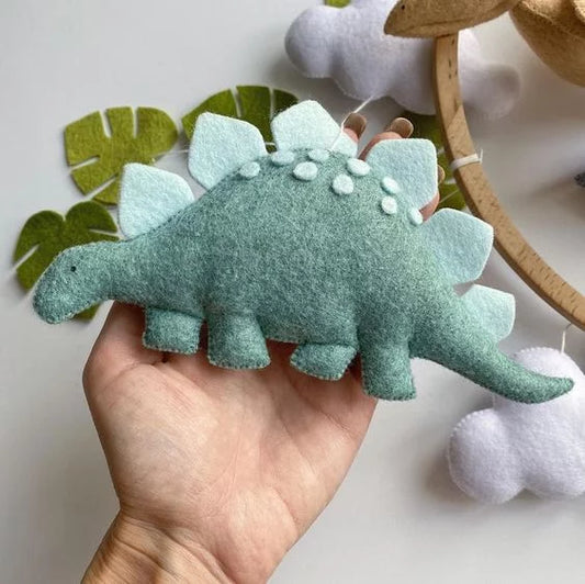 Handcrafted Sage Green Stegosaurus Felt Ornament | Cute  Dinosaur Hanging Charm | Whimsical Crib Mobile Accent & Nursery Decor