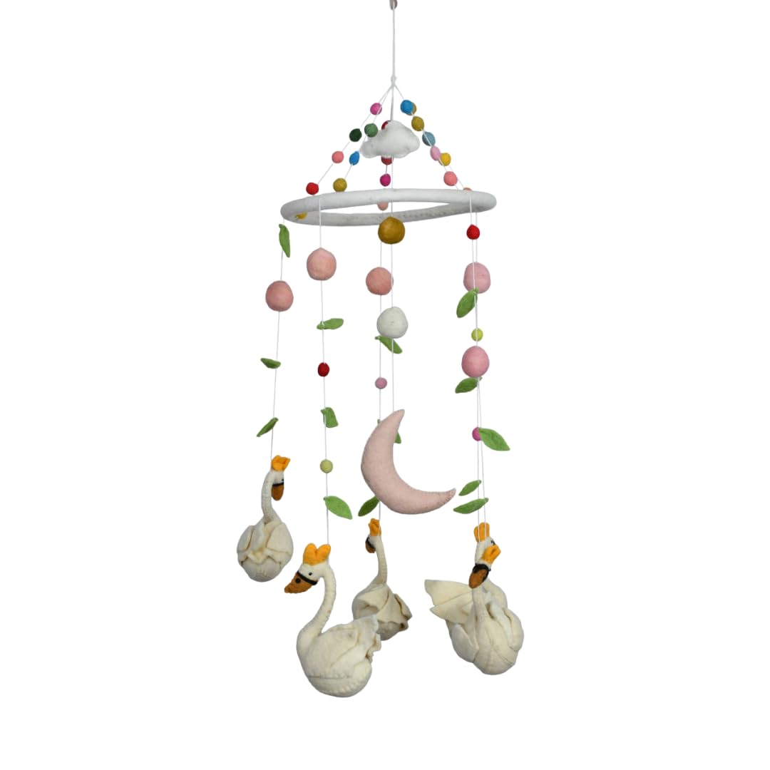 THB Baby Mobile Animal Nursery Decoration Newborn Shower Gift Birthday Gift | Baby Bed Decoration for Boys and Girls Toys Figure Playing Set for Babies | Duck with Moon | DIY Hanging