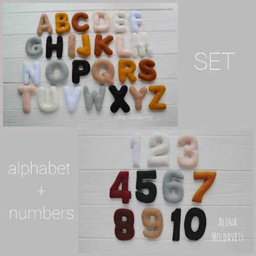 Handmade Alphabet Banner ABCD,Felt Numbers Educational Game and Preschool Numbers with Stuffed Soft Cushion for Kids Game