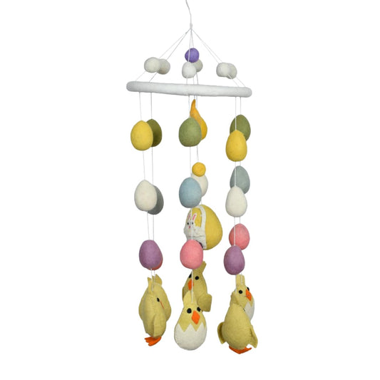 THB Baby Mobile Animal Nursery Decoration Newborn Shower Gift Birthday Gift | Baby Bed Decoration for Boys and Girls Toys Figure Playing Set for Babies | Yellow Easter Egg with Chickens | DIY Hanging