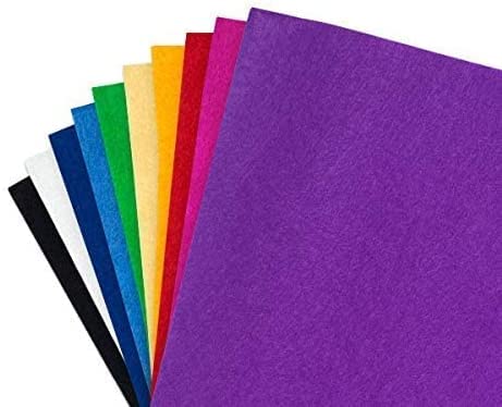 The Hobby Bounty Felt Sheets Set of 12 A4 Size Craft 8 x 12 '' Assorted Color 12 Sheet Sheets Patchwork Sewing DIY 2MM to 3 MM Felt Paper for Craft, Christmas Ornaments, School Projects