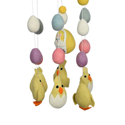 THB Baby Mobile Animal Nursery Decoration Newborn Shower Gift Birthday Gift | Baby Bed Decoration for Boys and Girls Toys Figure Playing Set for Babies | Yellow Easter Egg with Chickens | DIY Hanging