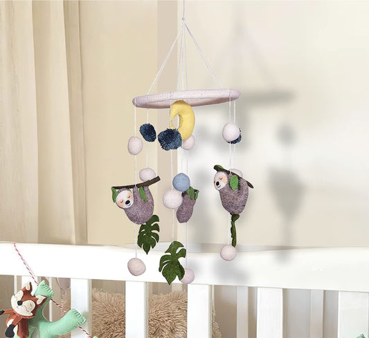THB Baby Mobile Colobus Monkey Safari Animal Nursery Decoration Newborn Shower Gift Birthday Gift | Baby Bed Decoration for Boys and Girls Toys Figure Playing Set for Babies | DIY Hanging