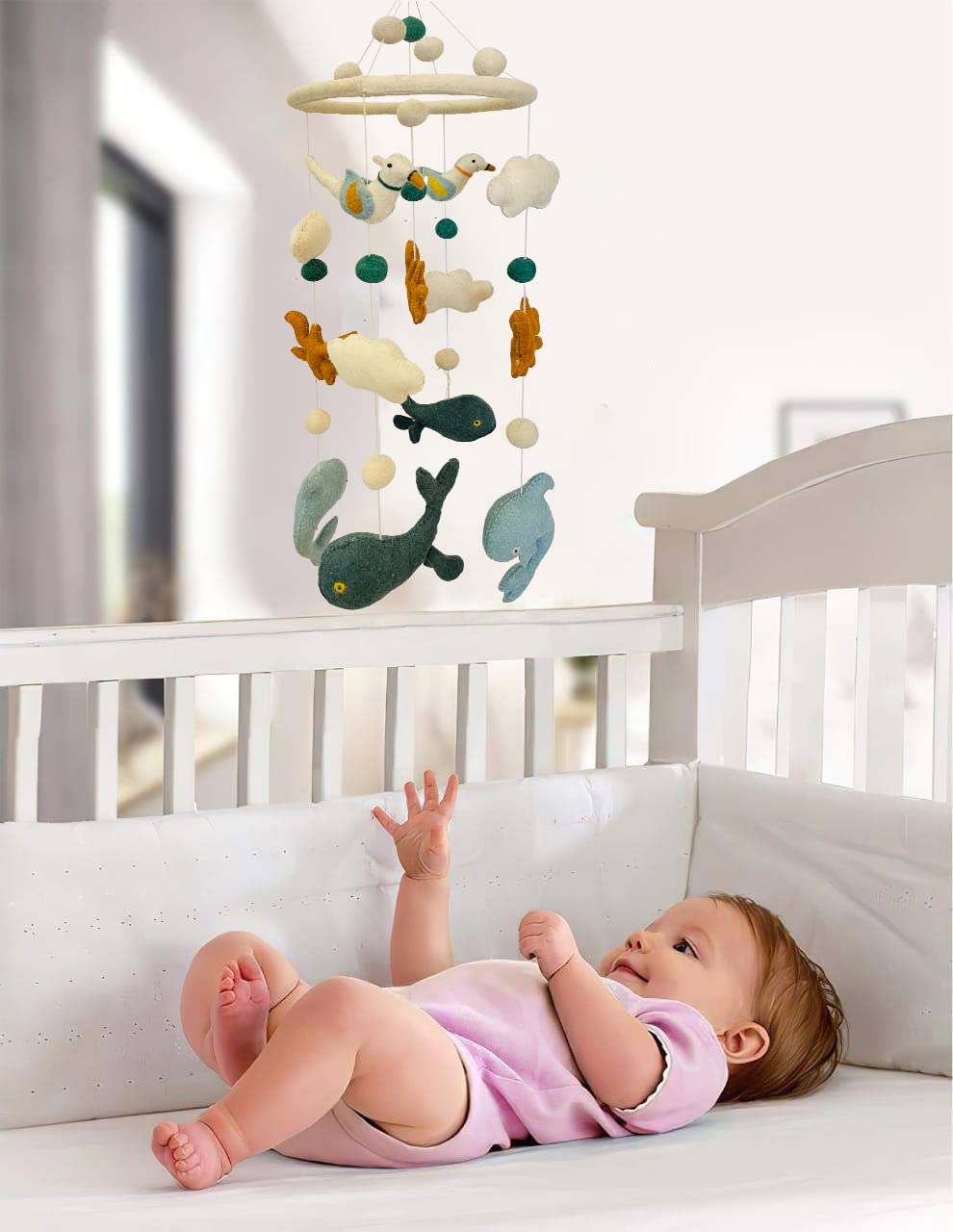 THB Baby Mobile Animal Nursery Decoration Newborn Shower Gift Birthday Gift | Baby Bed Decoration for Boys and Girls Toys Figure Playing Set for Babies |DIY Hanging