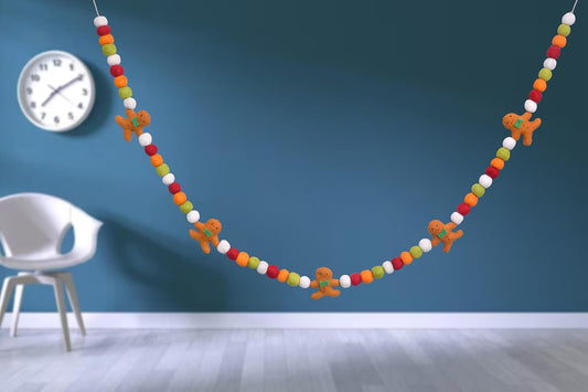 Wool Felt Garland Handmade 6.5 Feet Long Garlands for Wall Christmas Tree Decoration (Style 3)