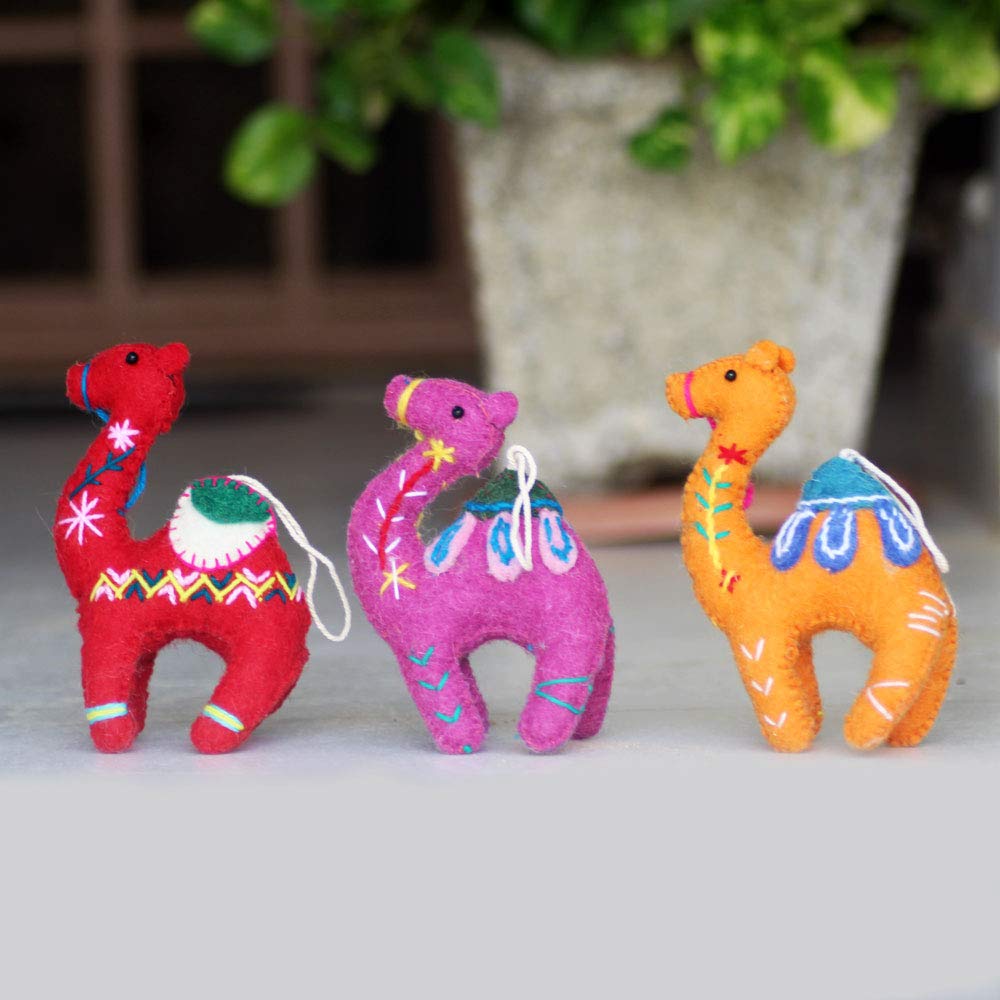 Felted Camel Handmade DIY Hanging Needle Felted Biodegradable Toys 3Pieces